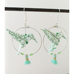 Boucles d'oreilles colibri vert clair