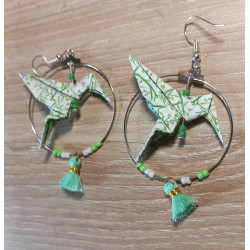 Boucles d'oreilles colibri vert clair