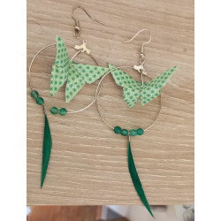 Boucles d'oreilles papillon vert plume