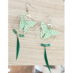 Boucles d'oreilles papillon vert plume
