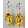 Boucles d'oreilles feuille jaune fleur de cerisier