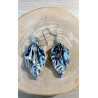 Boucles d'oreilles feuille bleue métallisé