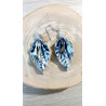 Boucles d'oreilles feuille bleue métallisé