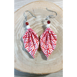 Boucles d'oreilles feuille rouge