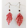 Boucles d'oreilles feuille rouge