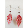 Boucles d'oreilles feuille rouge