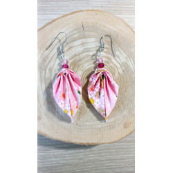 Boucles d'oreilles feuille rose