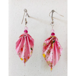 Boucles d'oreilles feuille rose