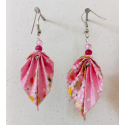 Boucles d'oreilles feuille rose