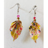 Boucles d'oreilles feuille jaune et rose
