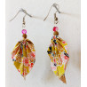 Boucles d'oreilles feuille jaune et rose