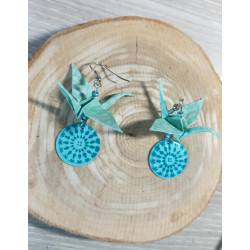 Boucles d'oreilles grue bleue turquoise