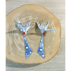 Boucles d'oreilles grue bleue et blanche