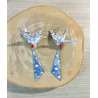 Boucles d'oreilles grue bleue et blanche