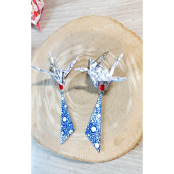 Boucles d'oreilles grue bleue et blanche