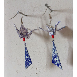 Boucles d'oreilles grue bleue et blanche