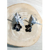 Boucles d'oreilles grue noir fleur d'hibiscus